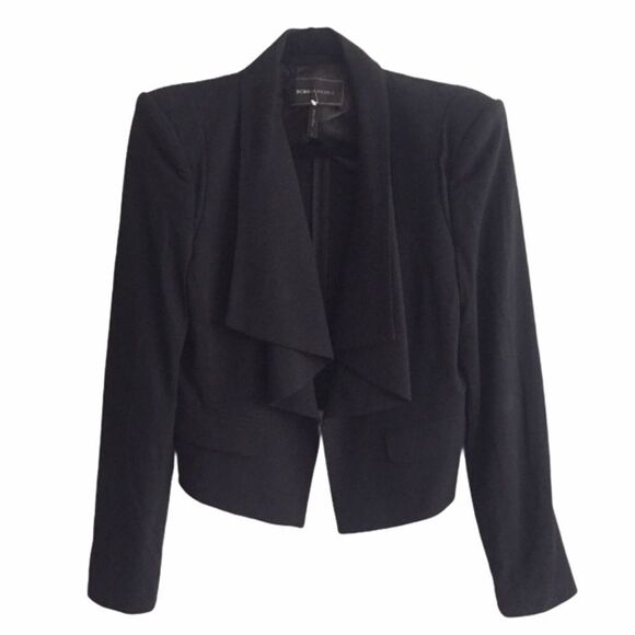 Bcbgmaxazria Open Draped Waterfall Blazer Black M - Picture 2 of 6